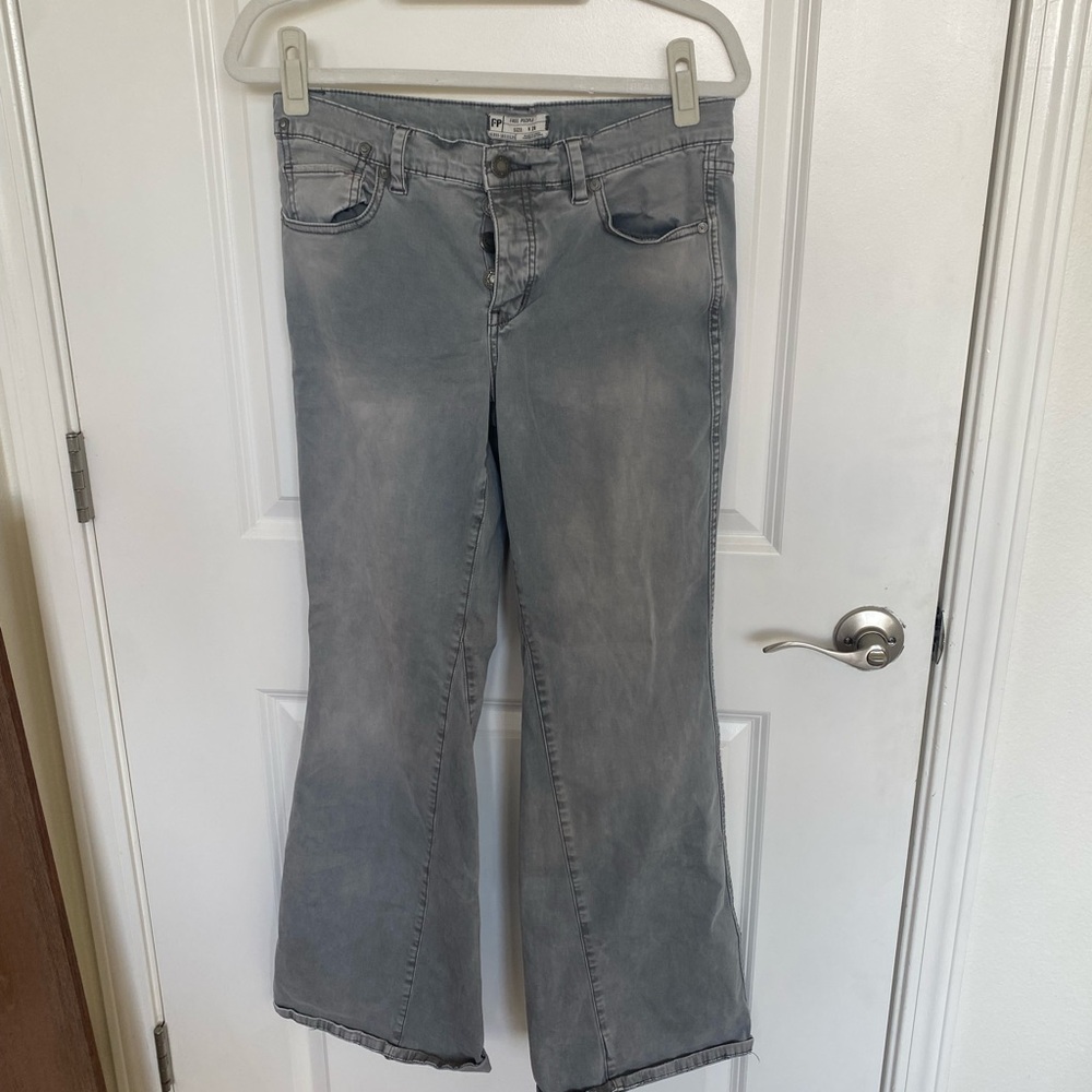 Free People Light Gray Flare Jeans